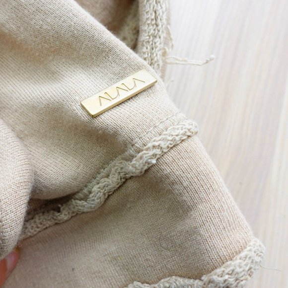 Distressed Camel Sweatshirt Womens XS Cut Out Ripped Pullover  ALALA Cypher USA - Picture 14 of 16